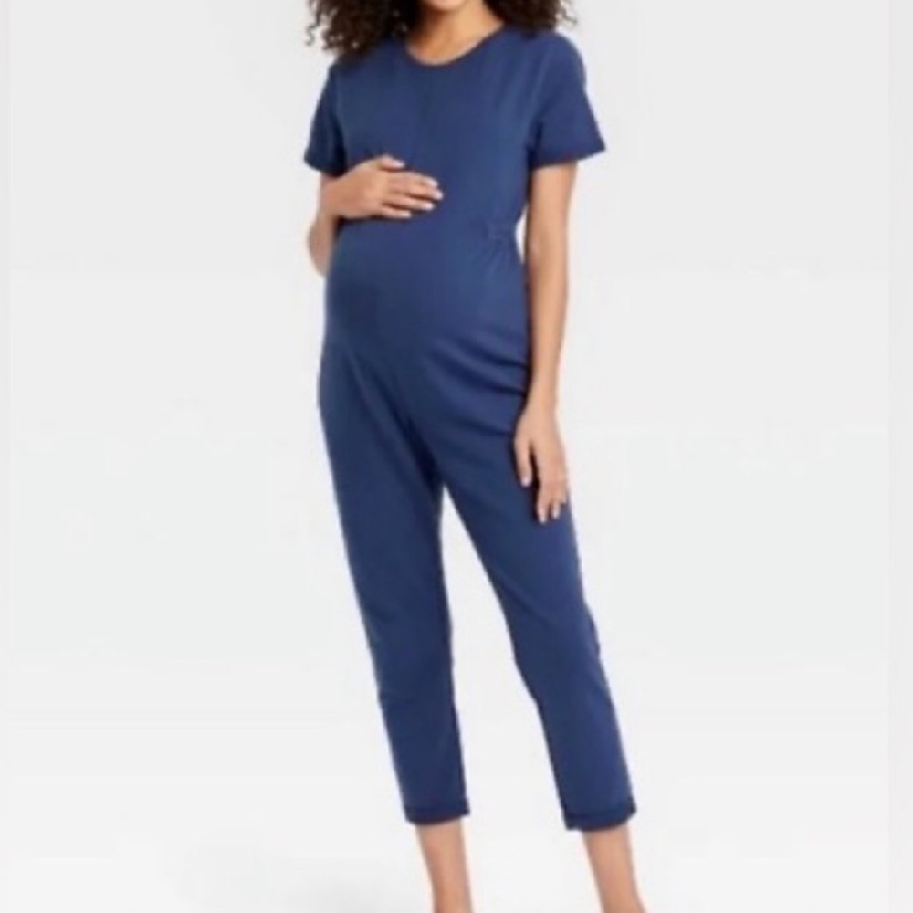 The Nines by Hatch women’s short sleeve French terry maternity jumpsuit